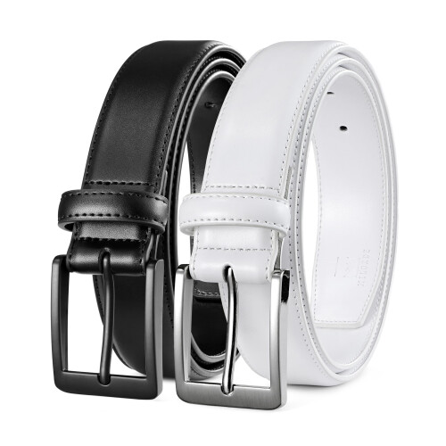 Cinto de Couro Masculino MILORDE 2Pack, Feito à Mão, 100% Couro de Vaca, Design Clássico e Elegante