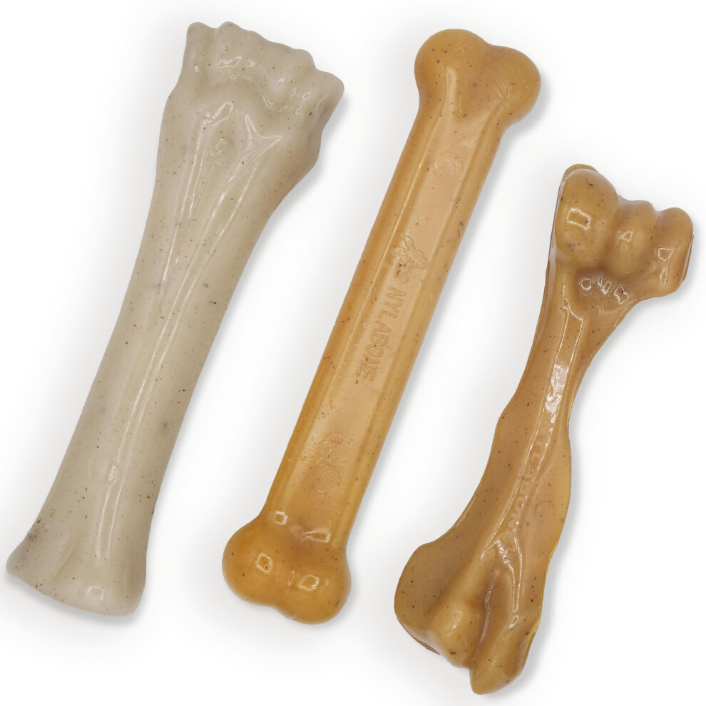 Nylabone Gourmet Style Starkes Kauspielzeug-Paket, Spielzeug Fr Hunde, Baby Back Ribs & Gereifter Cheddar-Geschmack, Gro Bis Zu 50 Pfund, 3Er-image