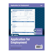 Adams Applications for Employment 8.5 x 11 Inch 3-Hole Punched 50-Sheets/Pack 2-Pack White (9661)
