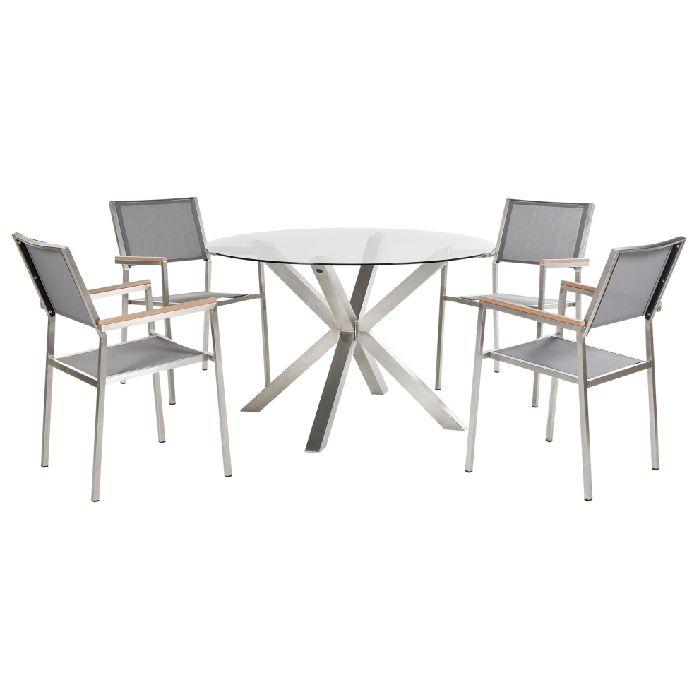 Garden Dining Set 4 Seater MALETTO/GROSSETO Stainless Steel Silver