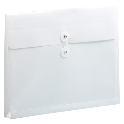 JAM PAPER Plastic Envelopes with Button & String Tie Closure - Letter Booklet - 9 3/4 x 13 - White - 12/Pack