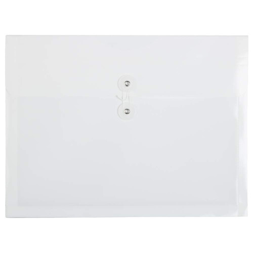 JAM PAPER Plastic Envelopes with Button & String Tie Closure - Letter Booklet - 9 3/4 x 13 - White - 12/Pack 1