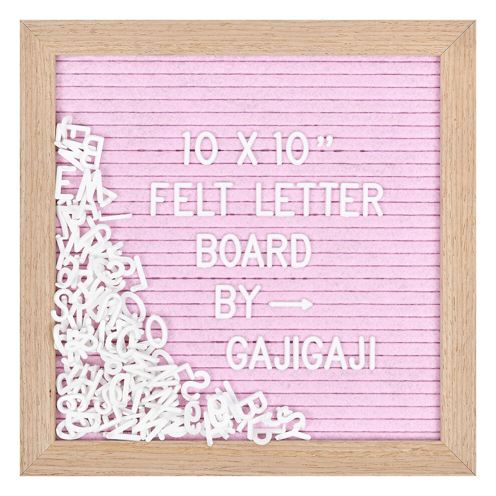 Filz-Buchstabentafel Mit 294 Buchstaben, Zahlen Und Symbolen 25,4 X 25,4 Cm, Austauschbare Nachrichtentafel Mit Wandhalterung Aus Holzrahmen (P-image