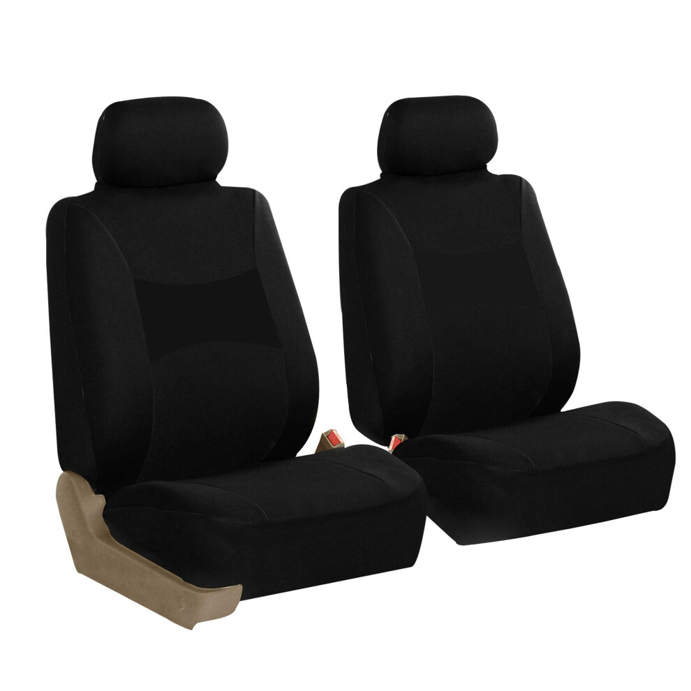 Fh Group Car Seat Covers Front Set Cloth -Seat Covers For Low Back Car Seats With Removable Headrest Universal Fit Automotive Seatcover Airbag C Black 842319112957