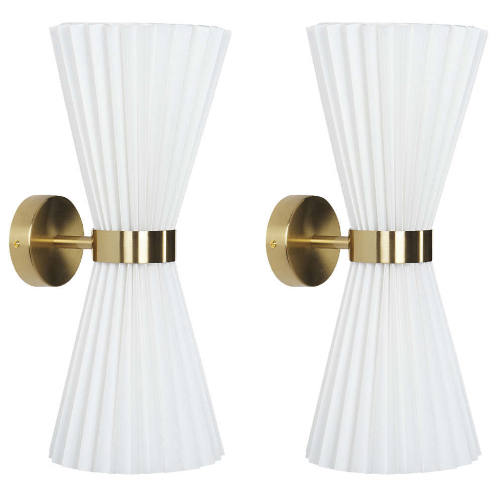 Set of 2 Wall Lamps TELANG Cotton White
