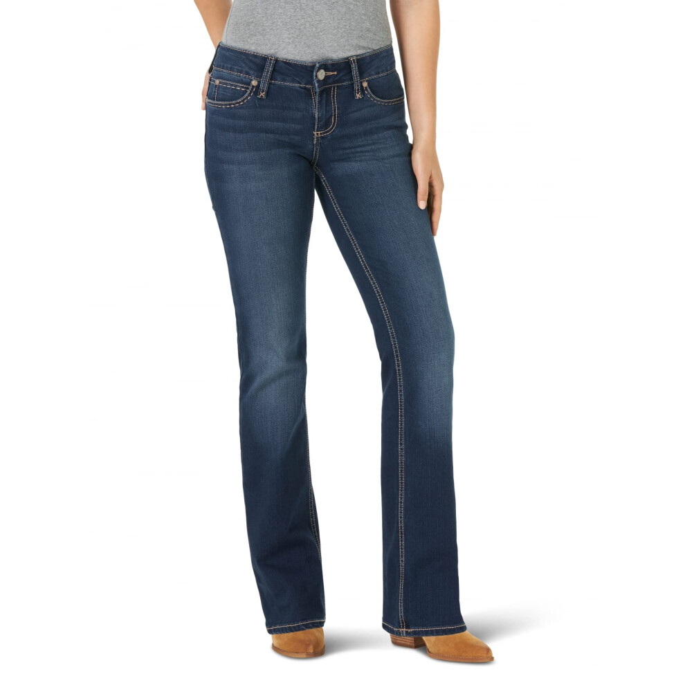 Wrangler Women's Retro Mae Mid Rise Stretch Boot Cut Jean Dark Wash 9W X 32L