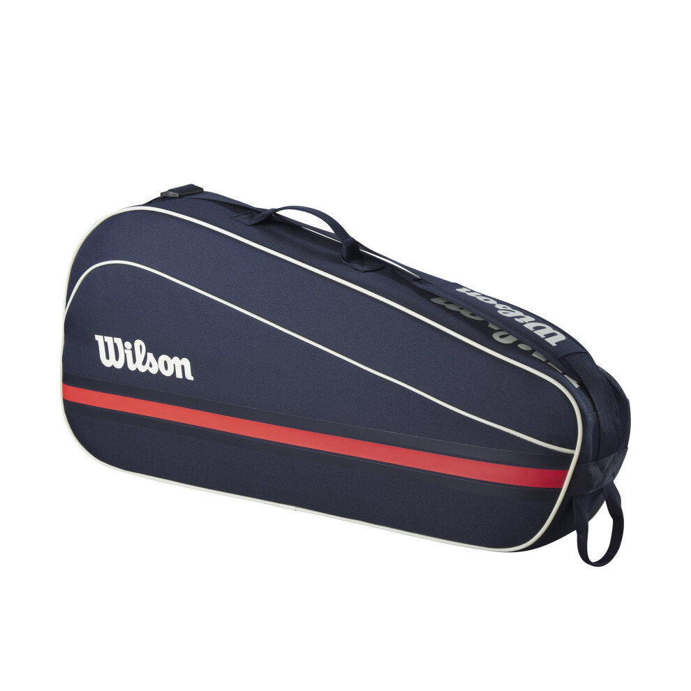 New Wilson 2025 Team Tennis Racket Bag - Navy/ Holds Up To 3 Rackets Red Wr8039801001
