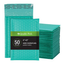 Enveloppes d'expédition à bulles Quality Park 4 x 8, petites enveloppes matelassées bleu sarcelle auto-adhésives, fermeture à bande adhésive, 50