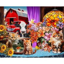 500-dielne puzzle s v hladom na farmu Springbok pre dospel ch - obsahuje farebn a malebn v hlad z okna na farmu