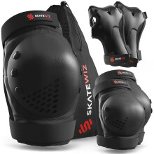 SKATEWIZ Joelhos e Cotovelos Adulto - Equipamento Protetor Adulto - SMASH - Tamanho L Preto - Protetor para Patins