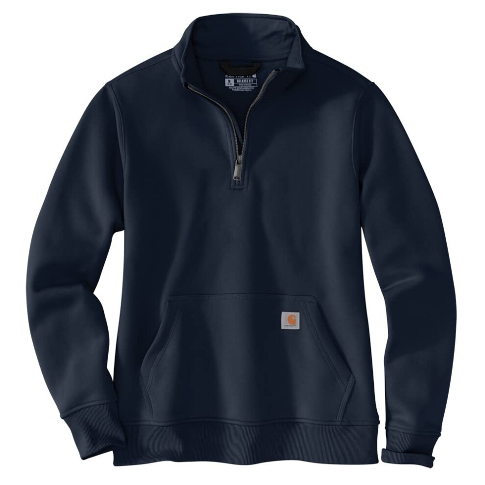Carhartt Women's Relaxed Fit Midweight Quarter-Zip Mock-Neck Sweatshirt  Navy  Small