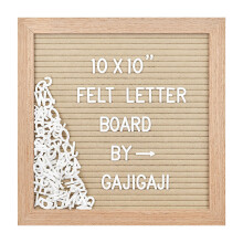 Felt Letter Board with 294 Letters Numbers Symbols - 10x10 inch Changeable Message Board with Wooden Frame Wall Mount (Beige)