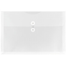 JAM PAPER Envelopes Plásticos com Fecho de Botão e Cordão - Tamanho Legal - 9 3/4 x 14 1/2 - Transparente - 12/Pack