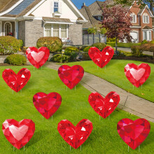 Quera Valentinstag-Hofschild, Diamant-Herz, Outdoor-Dekorationen mit Pfhlen, rotes Herz, Wegmarkierung, Geschenke zum Valentinstag, Hochzeitstag, De