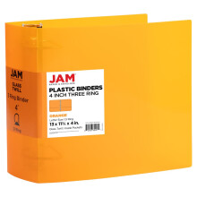 JAM PAPER Plastic ringband van 10 cm - Oranje ringband met 3 ringen - wordt per stuk verkocht