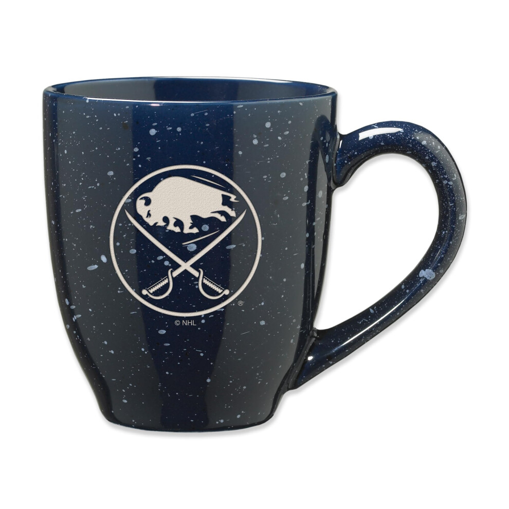 Rico Industries Nhl Hockey Buffalo Sabres Navy 16 Oz Team Color Laser Engraved Speckled Ceramic Coffee Mug