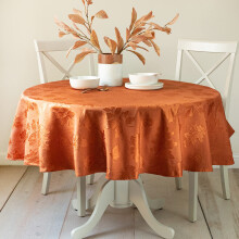 Obrus Benson Mills Harvest Legacy Damask Fabric, jesenn obrus na zber rody a Den vdakyvzdania (hrdzavej ci/oran ov , okr hly, 182 cm)