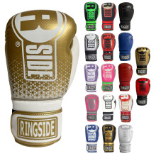 Ringside Apex Bag Gloves IMF-Tech Boxhandschuhe mit sicherer Handgelenkst tze, Synthetik-Boxhandschuhe f r Damen und Herren, Wei und Gold, S/M