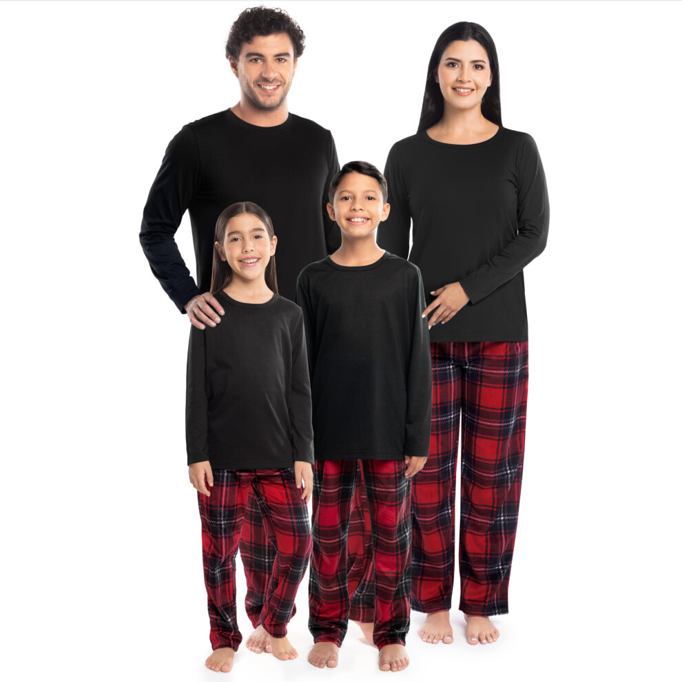 Fruit of the Loom Matching Holiday Family Sleep Pajama Set for Women  Men  and Kids  Red/Red Plaid  Large