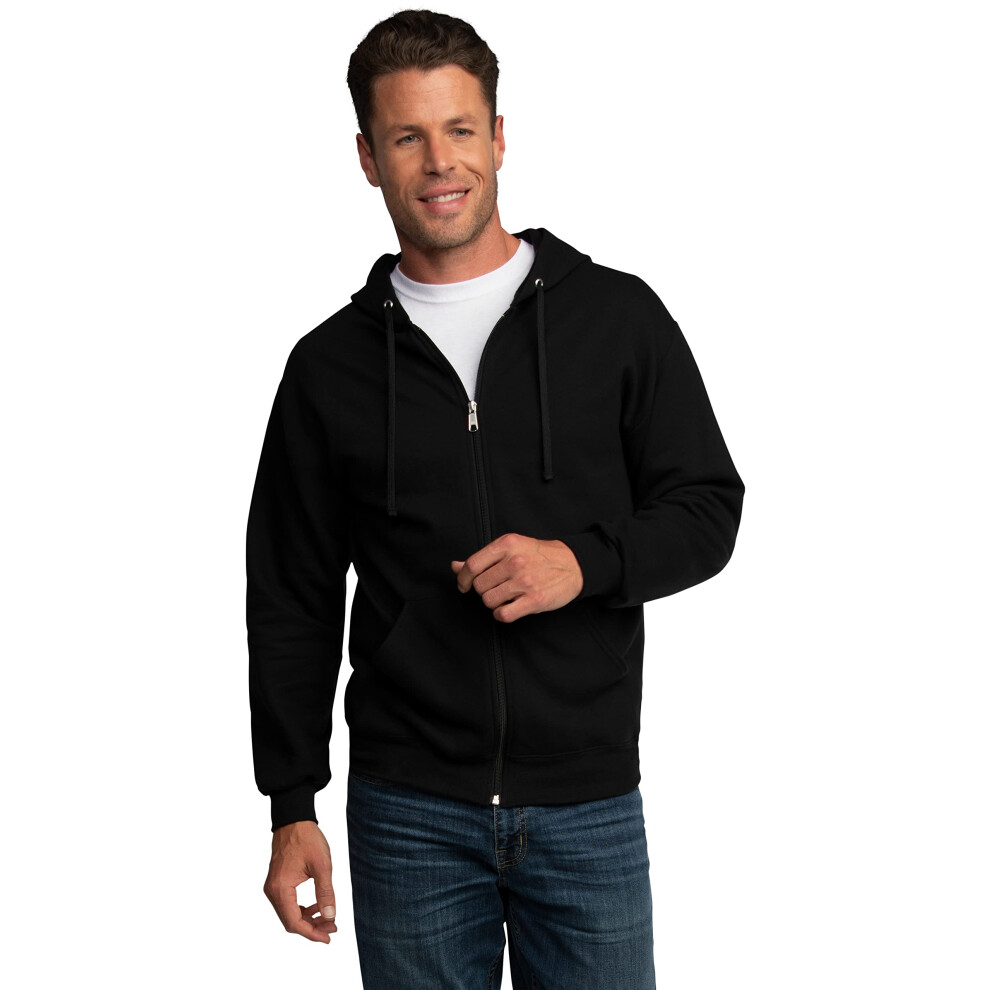 Fruit of the Loom Men's Eversoft Fleece Sweatshirts & Hoodies  Full Zip - Black  3X-Large