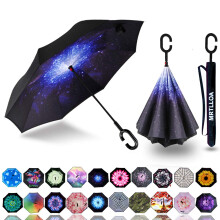 MRTLLOA 40/49/56 inch oversized winddichte omgekeerde omgekeerde paraplu golfformaat regenparaplu dubbellaags C-vormig handvat voor mannen, vrouwen e