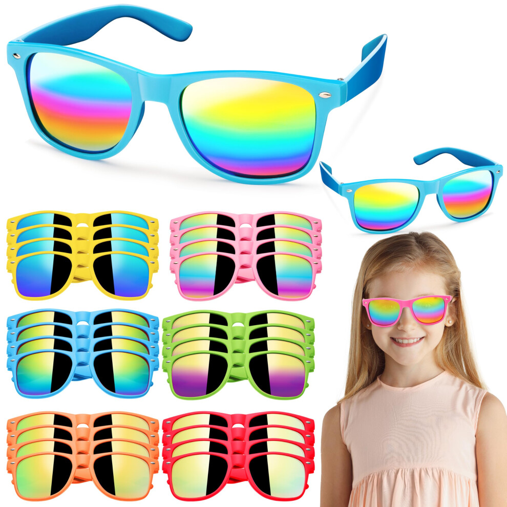 JOYIN 24 Pcs Kids Sunglasses Party Favors bulk  Neon Sunglasses with UV Protection for Children. Pool Party Favors  Goody Bags for kids Birthday