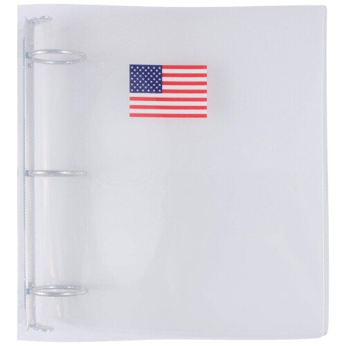 JAM PAPER Pasta de plstico de 2 polegadas - Pasta transparente com 3 argolas com bandeira americana - Vendida individualmente 1