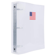 JAM PAPER Pasta de plstico de 2 polegadas - Pasta transparente com 3 argolas com bandeira americana - Vendida individualmente