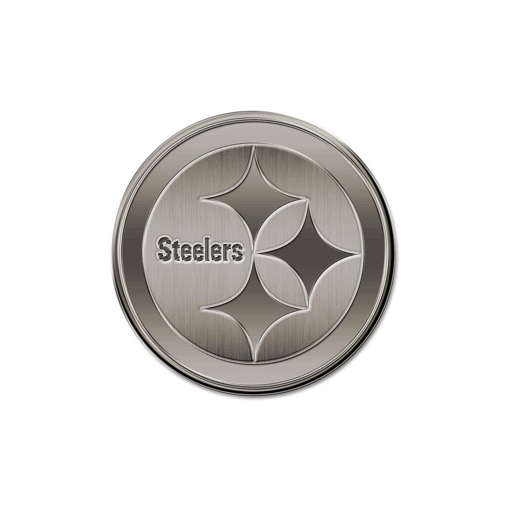 Rico Industries Nfl Pittsburgh Steelers Antique Auto Emblem Antique Nickel Auto Emblem For Car/Truck/Suv 611407361870
