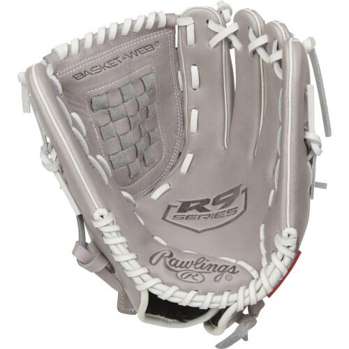 Rawlings | R9 Series Fastpitch-Softballhandschuh | Basket Web | 12' | RHT | Grau 2