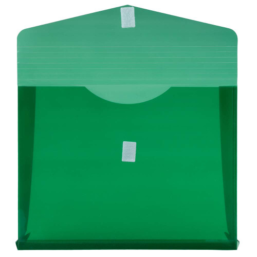 JAM PAPER Envelopes Plásticos de Expansão com Fecho de Gancho - 9 3/4 x 13 com Expansão de 2 Polegadas - Verde - 12/Pack 1