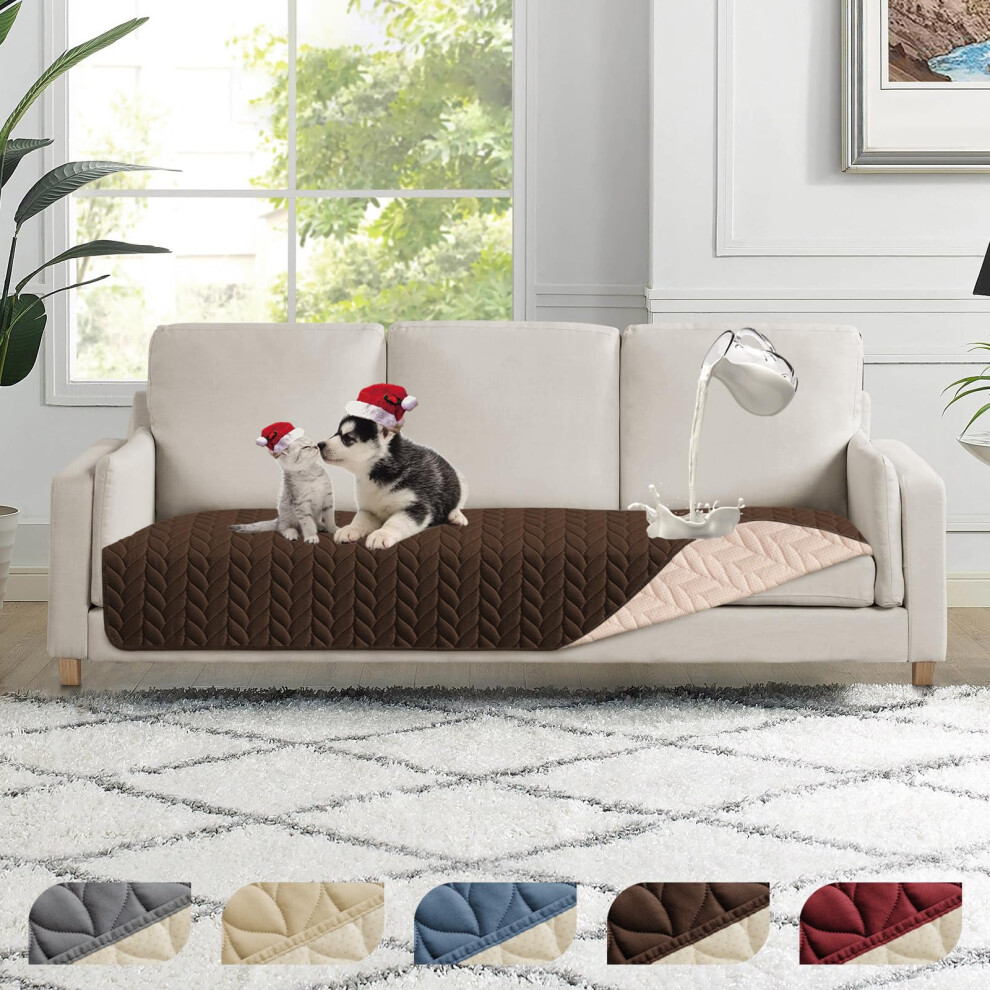 Housse de lit pour chien Topthumbs 100 % imperméable 76 x 177 cm, housse de canapé marron antidérapante, matelas à langer réutilisable, tapis de