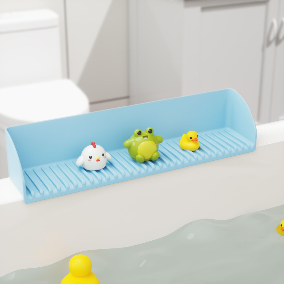 Bathtub Splash Guard For Tub - Silicone Water Splash Guard With 4 Suction Cups Bath Toy Holder Bathtub Play Shelf For Bathing Bathtub Side Suction Roslim