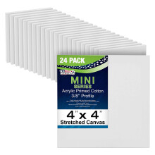 Lienzo estirado con imprimaci   n profesional mini de US Art Supply de 10 x 10 cm (paquete de 24 minilienzos) - Ideal para pintar y manualidades