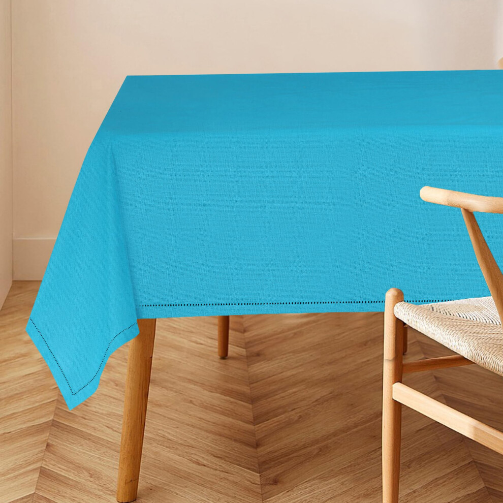 Nappe rectangulaire en coton et lin RUVANTI 72 x 54 pouces, motif ourlet classique, r   sistante aux taches, lavable, id   ale pour les tables basses
