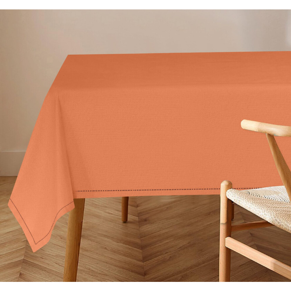 Nappe rectangulaire en coton et lin RUVANTI 72 x 54 pouces, motif ourlet classique, r   sistante aux taches, lavable, id   ale pour les tables basses