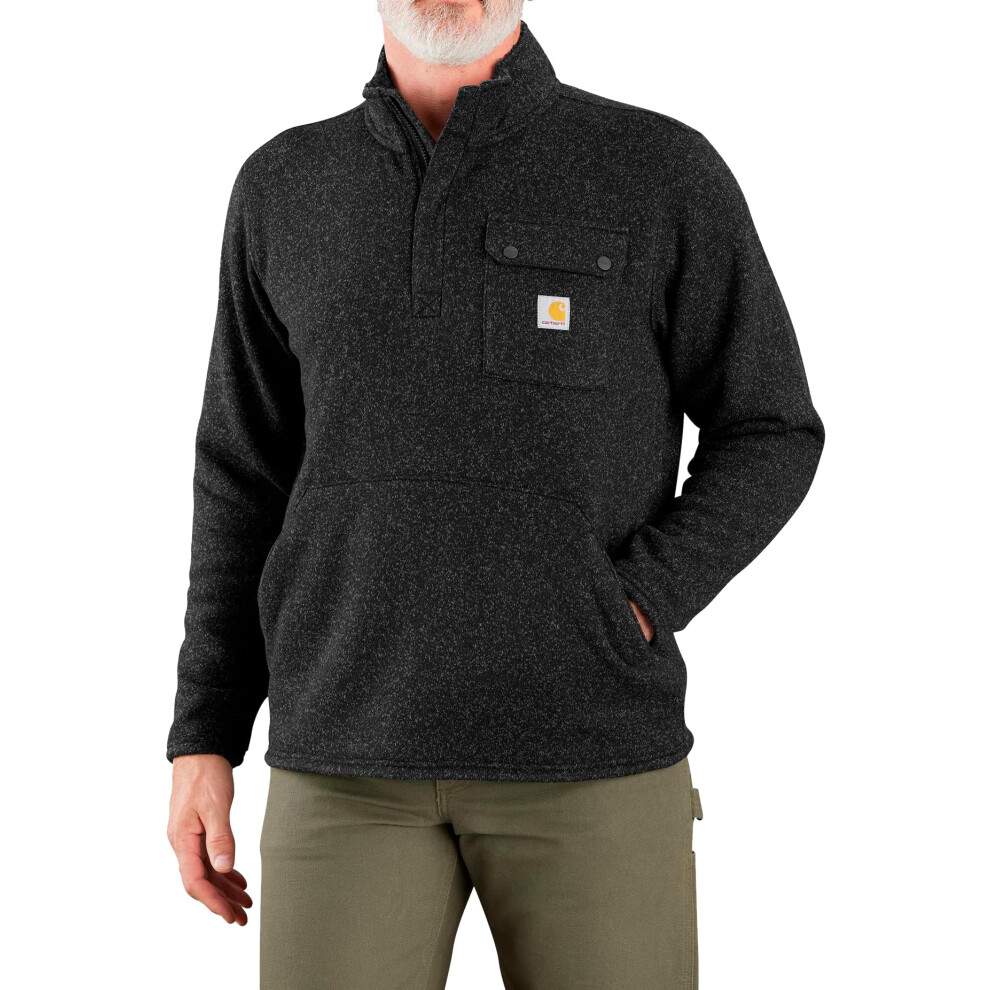 Carhartt Men's Relaxed Fit Midweight Quarter-Zip Pocket Sweater Fleece  Black