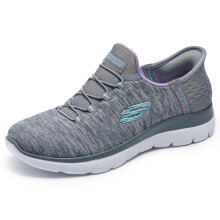 Skechers Donna Summits Slip-Ins - Soletta in Memory Foam, Cuscino Tallone, Sneakers Vegan, Grigio Menta, 6.5 Larga