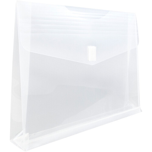 JAM PAPER Envelopes Plásticos Expansíveis c/ Fecho de Velcro - Cartas - 9 3/4 x 13 com 2 Polegadas de Expansão - Transparente - 12/Pack 2
