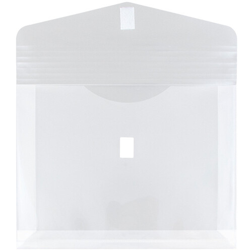 JAM PAPER Envelopes Plásticos Expansíveis c/ Fecho de Velcro - Cartas - 9 3/4 x 13 com 2 Polegadas de Expansão - Transparente - 12/Pack 1