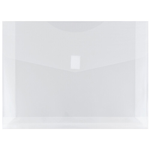 JAM PAPER Envelopes Plásticos Expansíveis c/ Fecho de Velcro - Cartas - 9 3/4 x 13 com 2 Polegadas de Expansão - Transparente - 12/Pack
