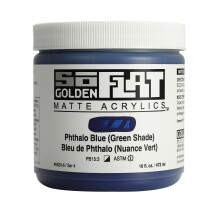 SoFlat Matte Acrylics by GOLDEN Phthalo Blue (Green Shade) 16 fl. oz. Jar Professional Acrylic Paint Semi-Opaque