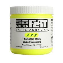 SoFlat Matte Acrylics by GOLDEN Fluorescent Yellow 16 fl. oz. Jar Professional Acrylic Paint Semi-Transparent