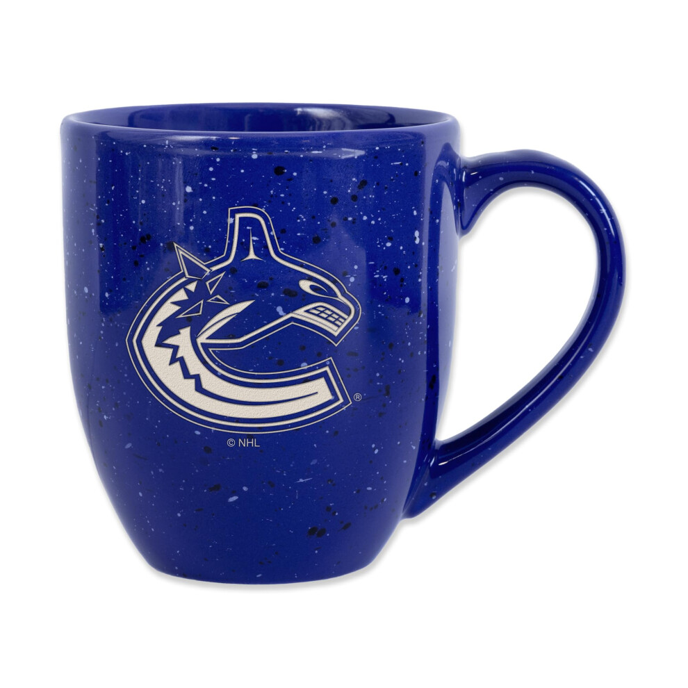 Rico Industries Nhl Hockey Vancouver Canucks Royal 16 Oz Team Color Laser Engraved Speckled Ceramic Coffee Mug