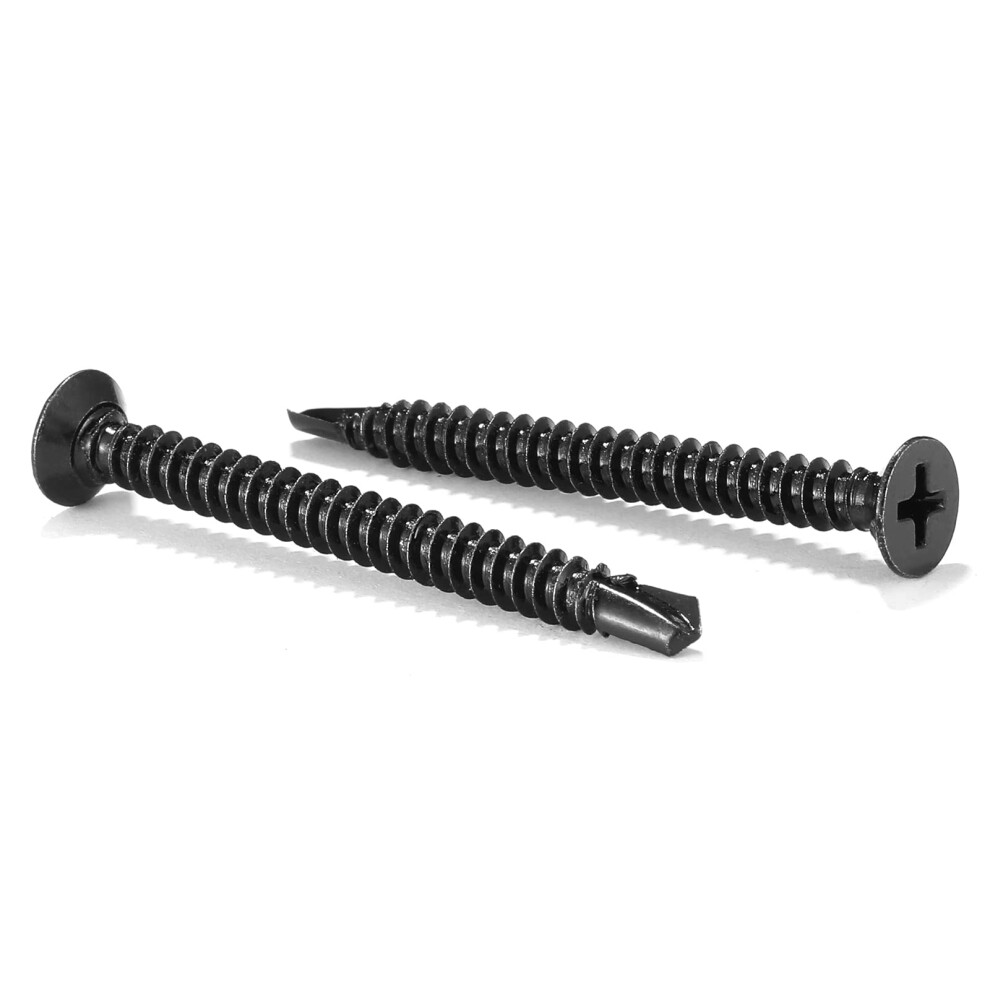 #12 x 2"""" Sheet Metal Screws 100Pcs 410 Stainless Steel Flat Head Fast Self Tapping Screws Black Oxide by SG TZH-image-OPC-PGSD2GS-NEW