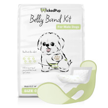 Kit de Cinta Abdominal para Cão Macho WICKEDPUP, 50 Almofadas e 1 Faixa Reutilizável (Tamanho 0 (Cintura 27-36 cm))