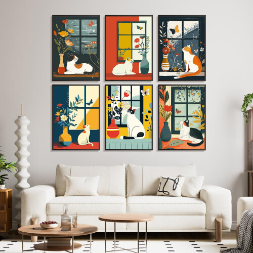 Kit de Pintura por Números Offito 6 Pacotes para Adultos Iniciantes - Gato 10x14 Polegadas 1