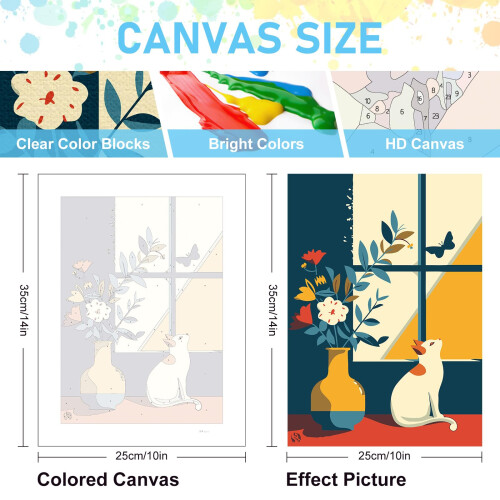 Kit de Pintura por Números Offito 6 Pacotes para Adultos Iniciantes - Gato 10x14 Polegadas 2
