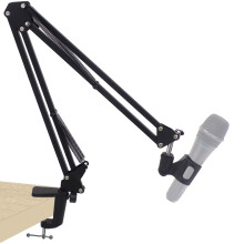 Technical Pro Premium Microphone Arm with Desk Mount Mic Holder Fully Height Adjustable Crane Arm for Podcast Video Gaming Radio Studio Sound R