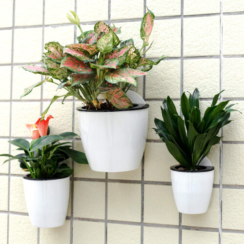 ORIMERC 6 Pacotes de Vasos de Parede Autoirrigantes Brancos para Plantas 1